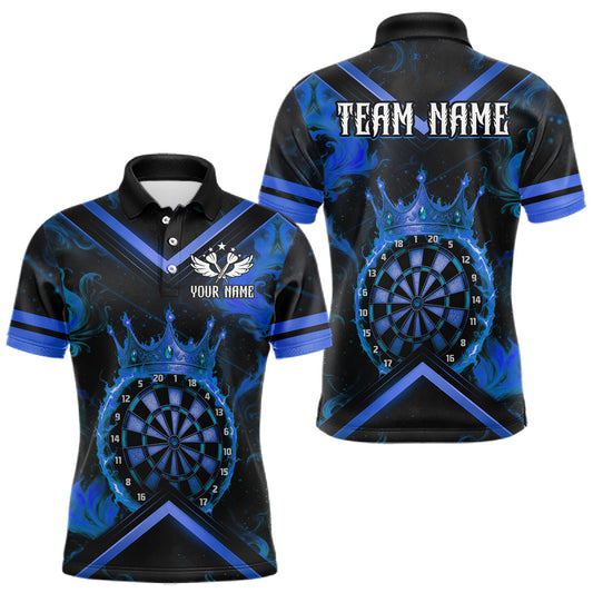 Maxcorners Black And Blue Dartboard Crown Darts Shirt For Men Custom Dart Jerseys Team Polo & 1/4 Zip