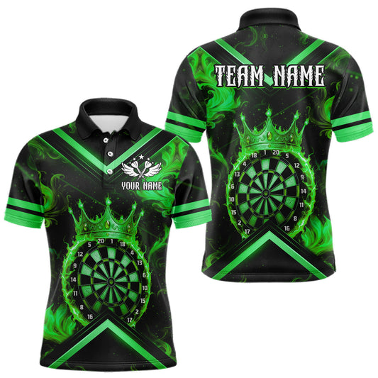 Maxcorners Black And Green Dartboard Crown Darts Shirt For Men Custom Dart Jerseys Team Polo & 1/4 Zip