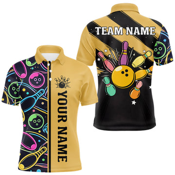 Maxcorners Personalized Fire And Icy Dragon Bowling Shirt For Men, Lightning Bowling Jersey Polo & 1/4 Zip
