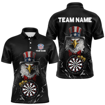Maxcorners Custom Patriotic Funny Eagle Dartboard Men Darts Polo & Quarter-Zip Shirt Personalized Dart Jerseys