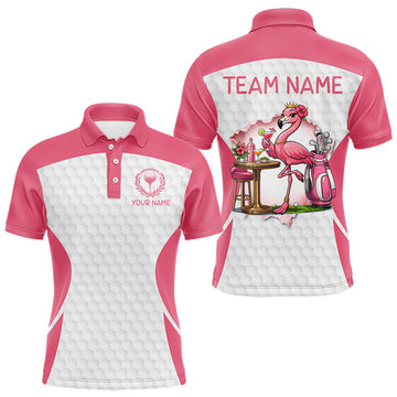 Maxcorners Mens Funny Golf Shirts Pub Flamingo Golf Clothing Custom Golf Team Polo, Golf Upf Shirts LM0404