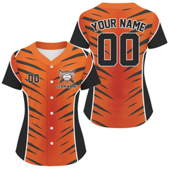 Maxcorners Custom Black Orange Stripes Baseball Shirt Personalized Baseball Jerseys For Men LM0910