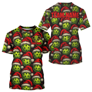Maxcorners Custom Funny Christmas Pickleball Ball T-Shirt For Men Xmas Pickleball Jerseys LM0910