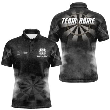 Maxcorners Black Smokes Darts Polo & Quarter-Zip Shirts For Men Custom Dart Team Tournament Jersey