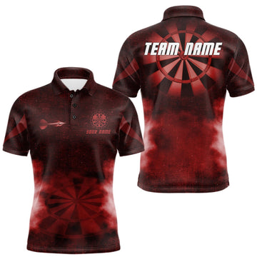 Maxcorners Red Smokes Darts Polo & Quarter-Zip Shirts For Men Custom Dart Team Tournament Jersey LM0609