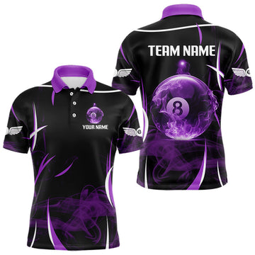 Maxcorners Purple Smokes Pool 8 Ball Men Billiard Polo & 1/4-Zip Shirt Personalized Balls Billiard Gifts LM0901