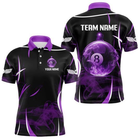 Maxcorners Purple Smokes Pool 8 Ball Men Billiard Polo & 1/4-Zip Shirt Personalized Balls Billiard Gifts LM0901