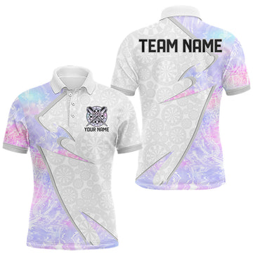 Personalized Pink-Purple Holographic Dartboard Men Darts Polo & 1/4-Zip Shirts Dart Team Jerseys LM1203