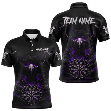 Maxcorners Black Smokes Eagle Chain Purple Grunge Dartboard Custom Men Darts Polo Shirt Dart Jerseys LM2603