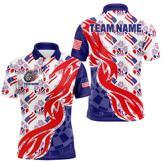 Maxcorners Custom America 250Th Anniversary Dart Polo & Quarter-Zip Shirt For Men Patriotic USA Dart Jerseys