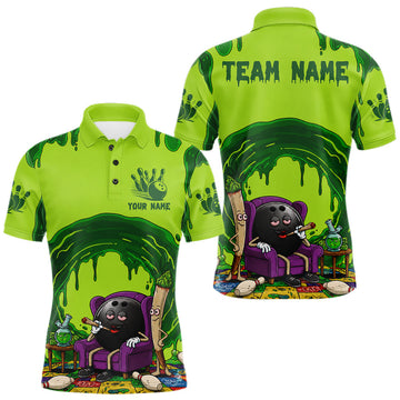 Maxcorners Smoking Funny Ball & Pins Bowling Shirt For Men Personalized Bowling Team Tournament Jersey