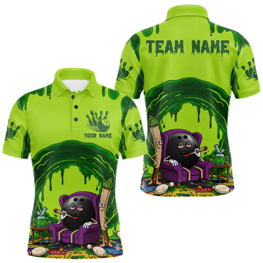 Maxcorners Smoking Funny Ball & Pins Bowling Shirt For Men Personalized Bowling Team Tournament Jersey