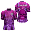 Maxcorners Purple Skull & Flame Darts Men's Darts Polo Shirt Custom Name For Players LM1307