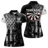 Maxcorners US Flag Grunge Star Dartboard Men's Darts Polo Shirt - Custom Name For Players LM2007