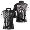 Maxcorners US Flag Grunge Star Dartboard Men's Darts Polo Shirt - Custom Name For Players LM2007