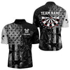 Maxcorners US Flag Grunge Star Dartboard Men's Darts Polo Shirt - Custom Name For Players LM2007