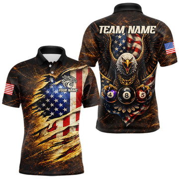 Maxcorners Eagle Retro Grunge American Flag Ball 8 Billiards Pool Shirt For Men Personalized Billiard Team Names LM2602