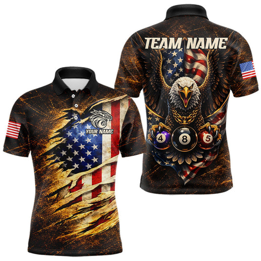 Maxcorners Eagle Retro Grunge American Flag Ball 8 Billiards Pool Shirt For Men Personalized Billiard Team Names