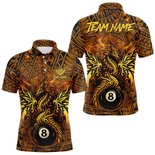 Maxcorners Black And Yellow Tribal Pattern Billiard Phoenix Jersey For Men Billiard 8 Ball Pool Team Shirts