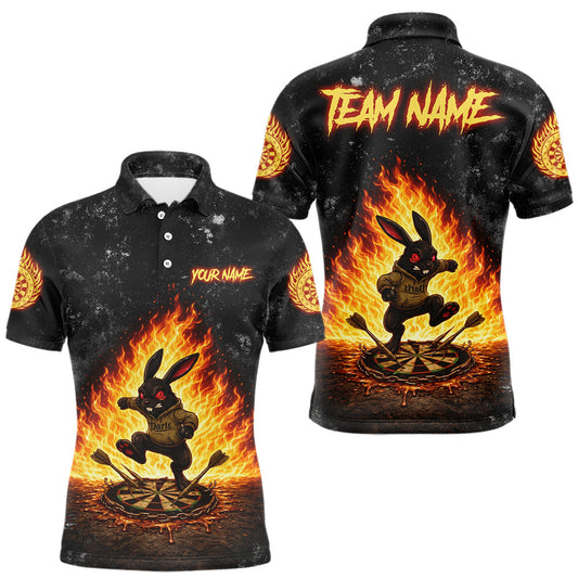 Maxcorners Crazy Rabbit Dartboard Fire Flame Darts Shirt For Men Custom Name & Team Grunge Dart Outfits Jerseys
