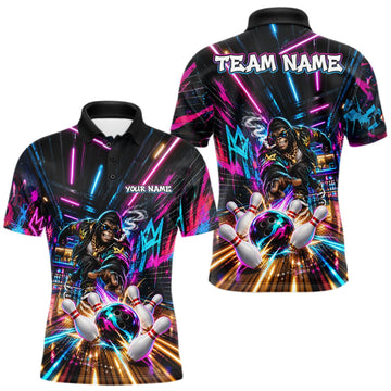 Maxcorners Custom Hiphop Gorilla Bowling Team Shirt For Men Funny Street Graffiti Bowling Tournament Jersey LM1910