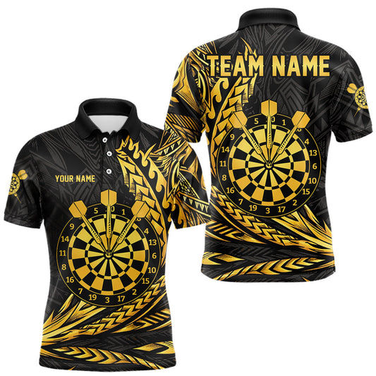 Maxcorners Personalized Black & Silver Tribal Darts Polo & Quarter-Zip Custom Dart Shirts For Men Dart Jerseys