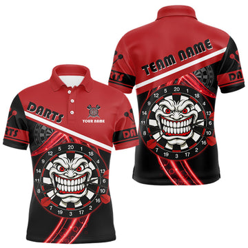 Maxcorners Maroon Lightning Devil Dartboard Darts Shirt For Men - Custom Name & Team Jersey