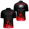 Maxcorners Maroon Flaming Dartboard Grey Skull Darts Shirt For Men - Custom Name & Team Jersey LM3006