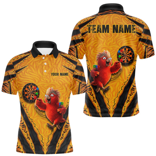 Maxcorners Custom Yellow Claws Pattern Darts Men Polo 1/4-Zip Shirt