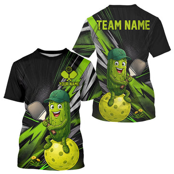 Maxcorners Custom Funny Pickleball T-Shirts For Men, Grunge Pickle Playing Pickleball Tournament Shirt LM2607