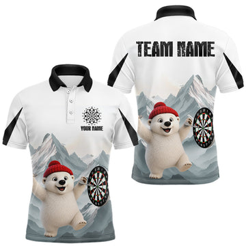 Maxcorners Men’s Funny Darts Shirt With Polar Bear Custom Name Iceberg Darts Polo & Quarter-Zip Jersey LM0410