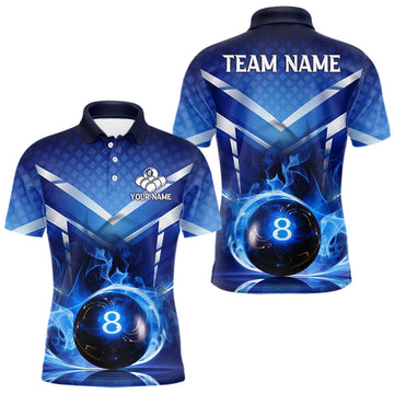 Maxcorners Custom Blue & Purple Tribal 8 Ball Billiard Jersey For Men Billiard Clothes Billiard Team Shirts
