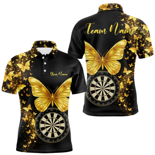 Maxcorners Gold Butterfly 3D Dartboard Custom Men Darts Polo League Shirts Dart Team Jerseys