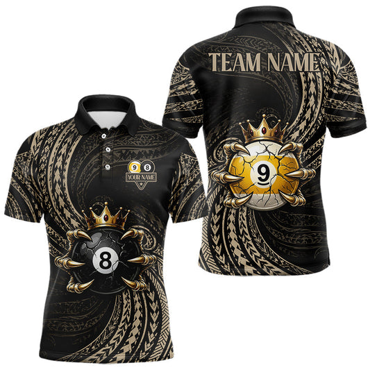 Maxcorners Tribal Pattern Billiard Shirts For Men Custom Skull Crown 8 Ball And 9 Ball Billiard Team Jersey LM2704