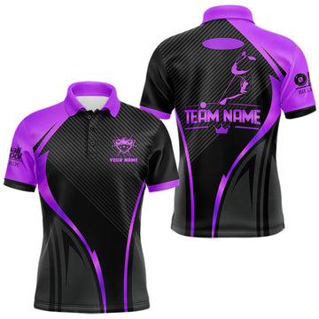 Maxcorners Black And Purple Human Play Pool 8 Ball Men's Billiard Shirt Custom Billiard Team League Attire