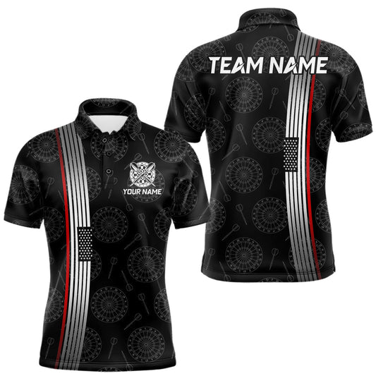 Maxcorners Custom Mens Dartboard Polo & 1/4-Zip Shirt American Flag Thin Red Line Patriotic Darts JerseyMaxcorners Custom Mens Dartboard Polo & 1/4-Zip Shirt American Flag Thin Red Line Patriotic Darts Jersey LM0510