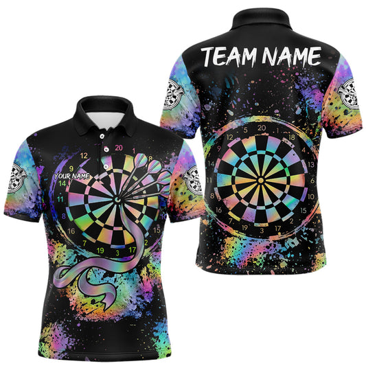 Maxcorners Holographic Splatter Dartboard Men Dart Shirt Custom Name Grunge Ribbon Dart Jersey For Darters