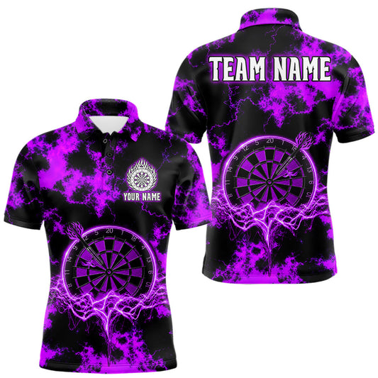 Maxcorners Thunder & Lightning Purple Dartboard Darts Shirt Custom Team Shirt For Men, Gift For Darts Players