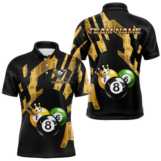 Maxcorners Gold Crown Ball Billiard Ball Shirts For Men Personalized Attire Billiard Team Shirts LM0101