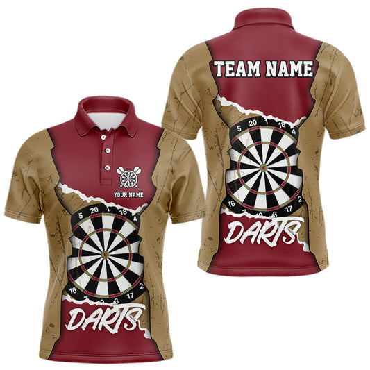 Maxcorners Custom Yellow&Red Grunge Style Darts Board Dart Shirts For Men, Dart Team Jerseys