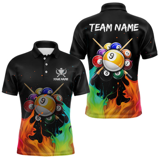 Maxcorners Splatter Paint Men's Billiard Ball Shirt Personalized 8 Ball Cue Billiard Team Shirt LM0101