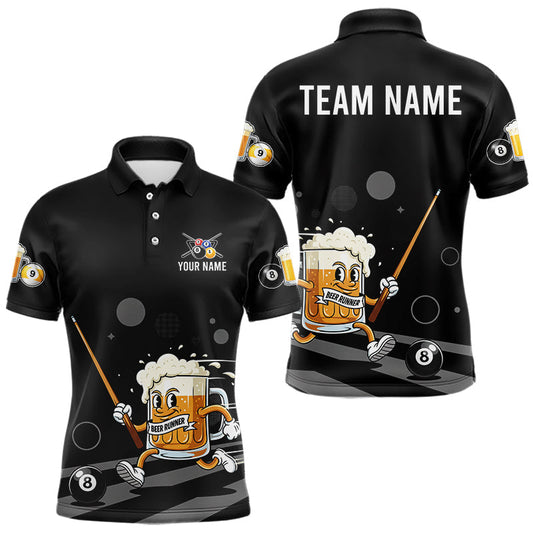 Maxcorners Funny Beer Play Pool 8 Ball Men's Billiard Team Shirt Custom Billiard Polo & 1/4 Zip Attire LM0101