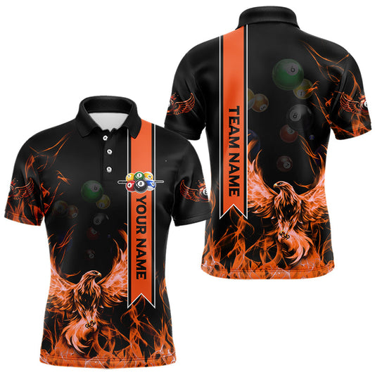 Maxcorners Personalized Fire Flame Pool Men's Billiard Balls Team Shirt Phoenix Billiard Attire|Yellow LM0101