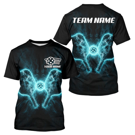 Maxcorners Custom Turquoise Smokes Pickle Paddles Men's Pickleball T-Shirt Pickleball Team Outfits LM1411