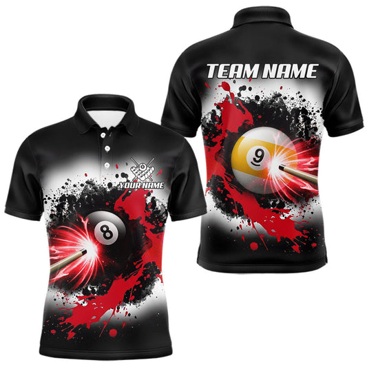 Maxcorners Lightning Red Billiard 8 Ball & 9 Ball Shirt For Men Custom Grunge Pool Team Billiard Jersey LM0706