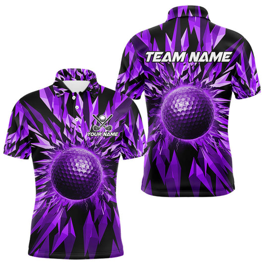 Maxcorners Icy Purple Geometric Mens Golf Polo Shirt Customize Golf Gifts For Men Golf Team Attire