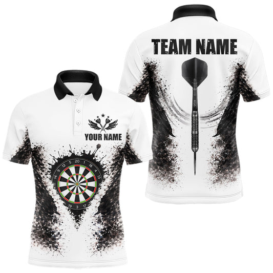 Maxcorners Black And White Splatter Dartboard Men Darts Polo & 1/4-Zip Shirts Custom Outfits Darts Team Jersey