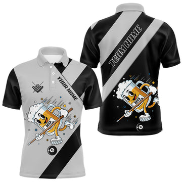 Maxcorners Black Grey Funny Beer Runner 8 Ball Men Billiards Shirt Personalized Pool Balls Billiard Team Names LM1202