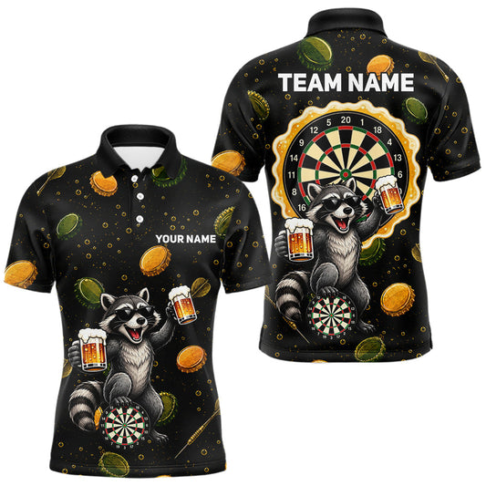 Maxcorners Beer And Raccoon Darts Custom Funny Mens Dart Polo Quarter-Zip Shirt Dart Uniforms Team JerseyMaxcorners Beer And Raccoon Darts Custom Funny Mens Dart Polo Quarter-Zip Shirt Dart Uniforms Team Jersey LM0510