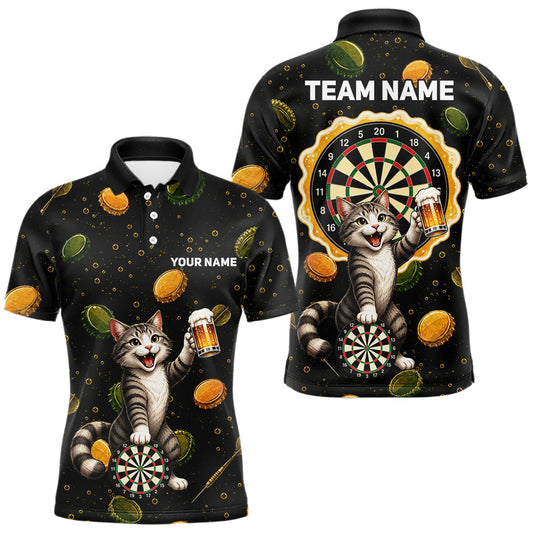 Maxcorners Beer And Cat Darts Custom Funny Mens Dart Polo Quarter-Zip Shirt Dart Uniforms Team JerseyMaxcorners Beer And Cat Darts Custom Funny Mens Dart Polo Quarter-Zip Shirt Dart Uniforms Team Jersey LM0510
